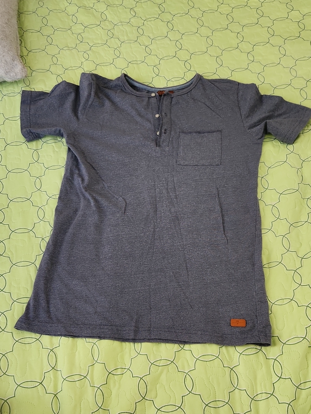 7 For All Mankind Men's Short Sleeve Henley Tee